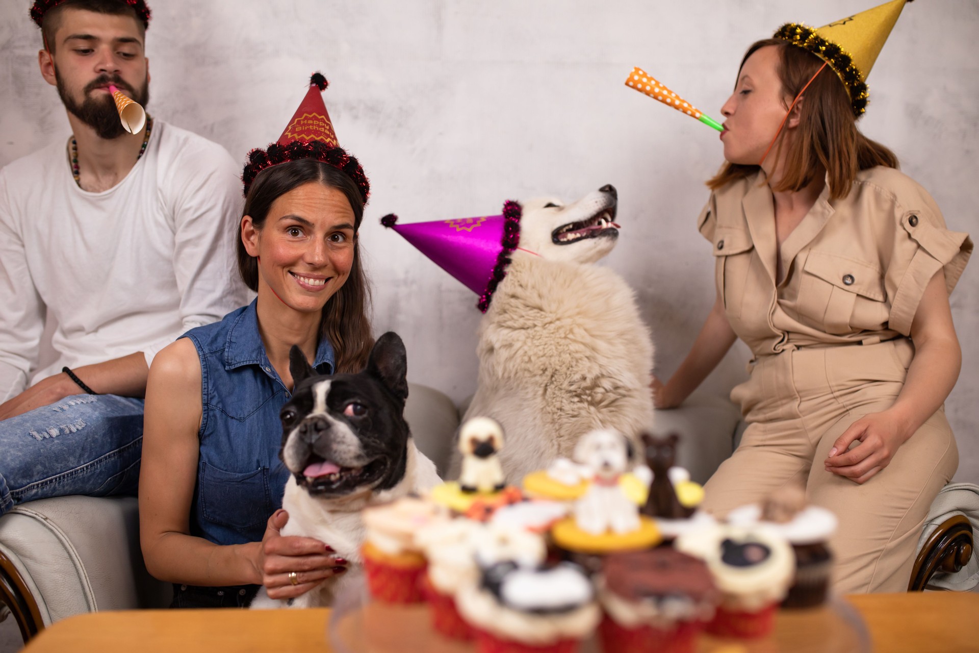 Friends throwing a birthday party for their dogs